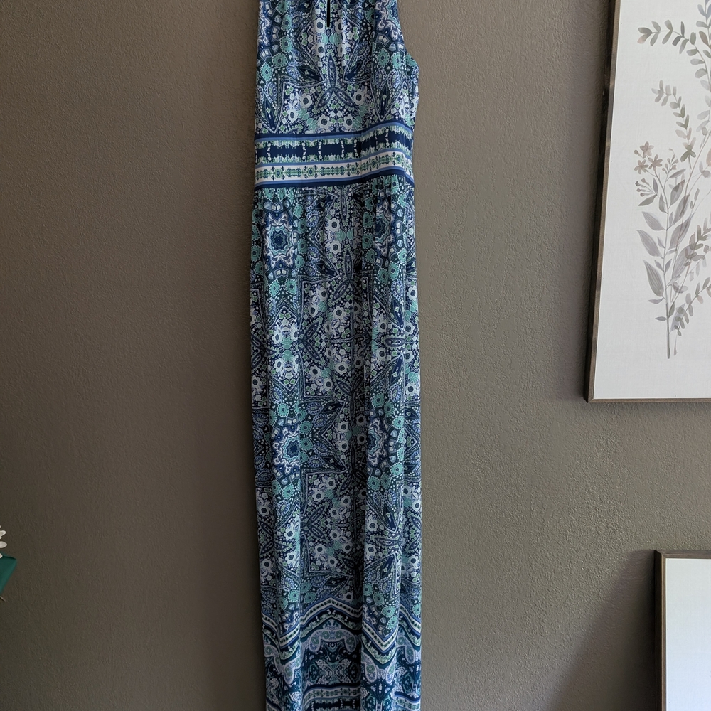 Blue Patterned Maxi Dress - Picture 2 of 3